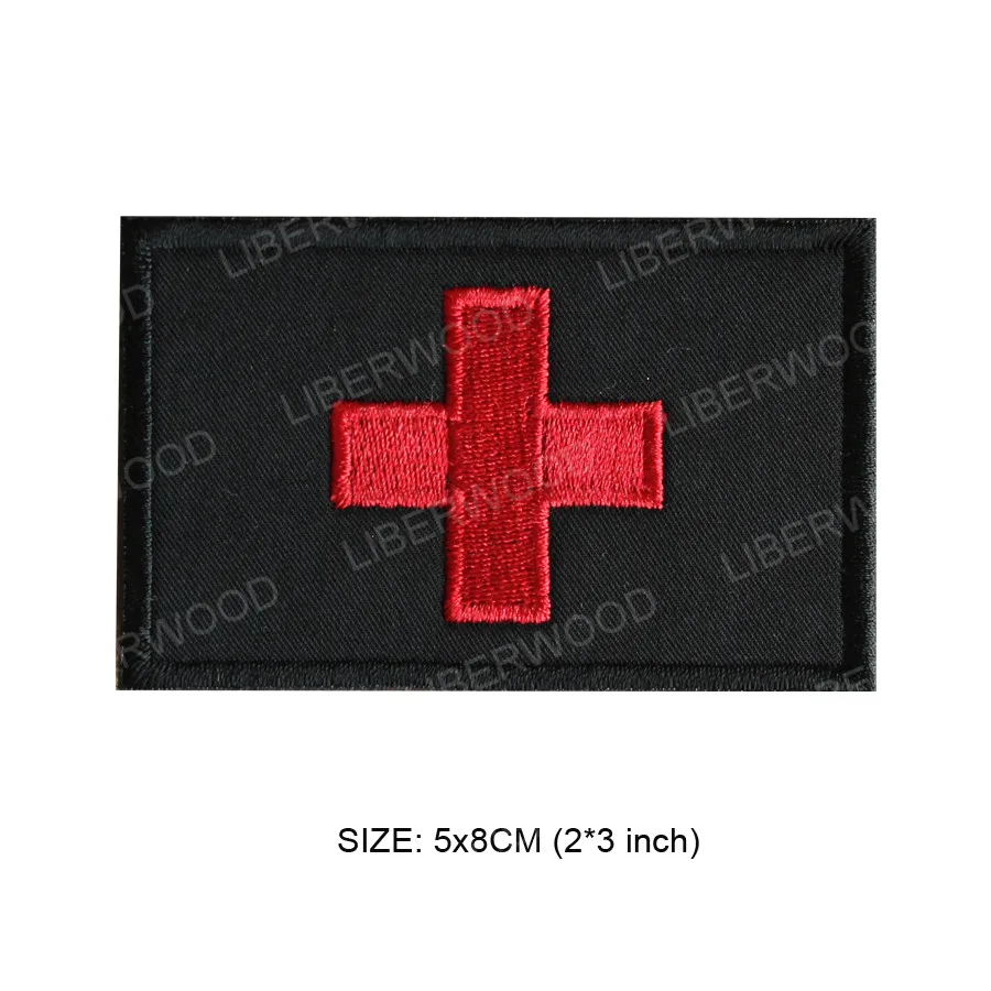 black 5x8cm Медицинский красный крест, патч для первой помощи, ЭМТ, EMS, травма, аварийная ситуация, медицинский, фельдшер, аварийный набор, Тактический Патч - Цвет: black 5x8cm