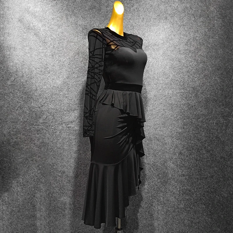 Женское платье для латиноамериканских танцев вечерние нее костюм выступлений с