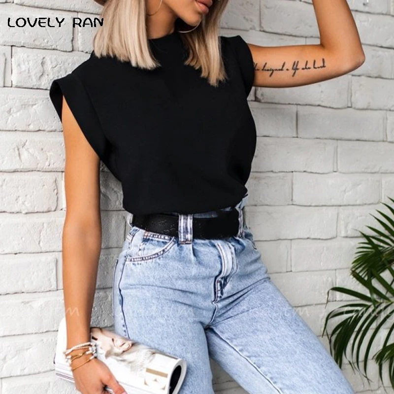 

Women's T-Shirts Abstract Rose Face Print Sleeveless White Tshirts Feel Like Blouse Women Casual Butterfly 2021 Spring Summer