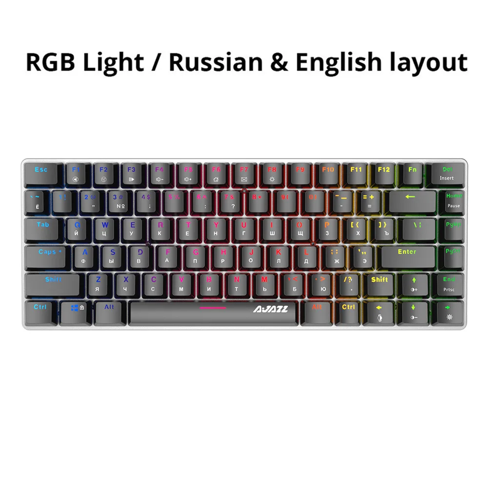 Ajazz AK33 82 ключи механической клавиатуры проводной/беспроводной Русский/Английский Подсветки RGB/1 цвет игровой клавиатурой с подсветкой