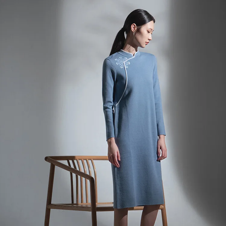 

2020 Shenzhen Nanyou wholesale Chinese style women's clothing national style art cashmere embroidery knitting dress