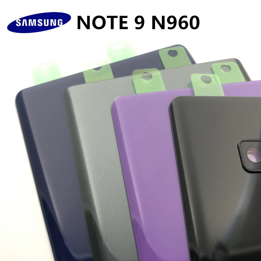Samsung Galaxy NOTE 9 N960 N960F SM-N960FD задняя крышка батарейного отсека Корпус+ Ушная камера стеклянная рамка объектива Запасные части для ремонта