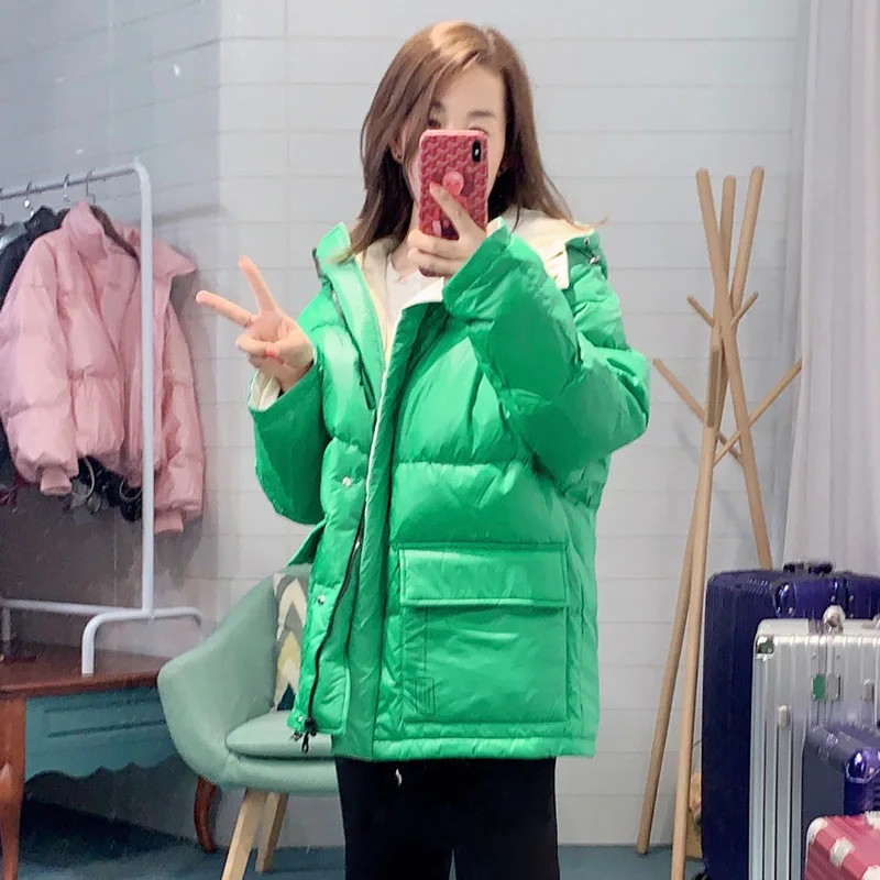 Женский пуховик свободный короткий с принтом корейский стиль 2019|Жилеты и