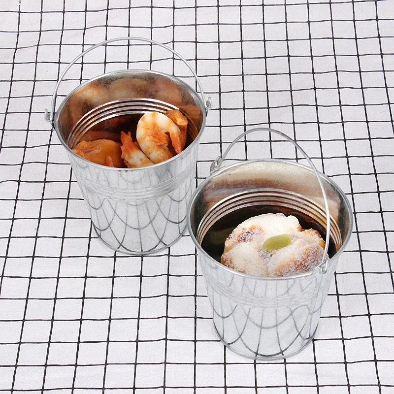 

12Pc Tinplate Toilet Multifunctional Fries Mini Tin Bucket Tinplate Bucket Tinplate Bucket corn Ice Bucket
