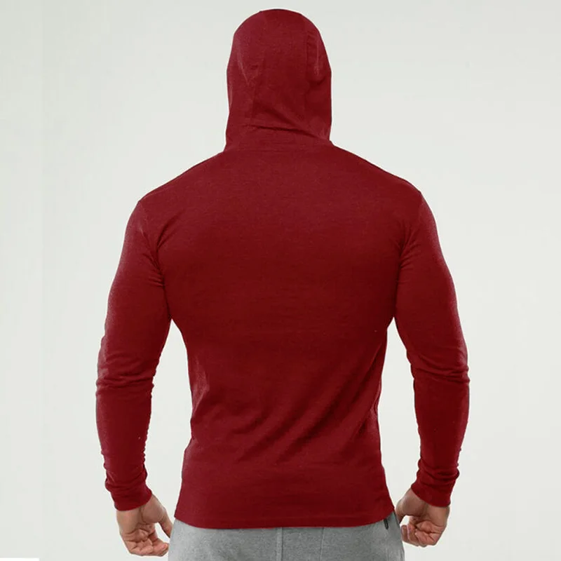 Brand Gym Clothing Spring Bodybuilding Long Sleeve Slim Fit T Shirt Men Cotton T-Shirt with Hoodies Fitness Hooded Male | Мужская одежда