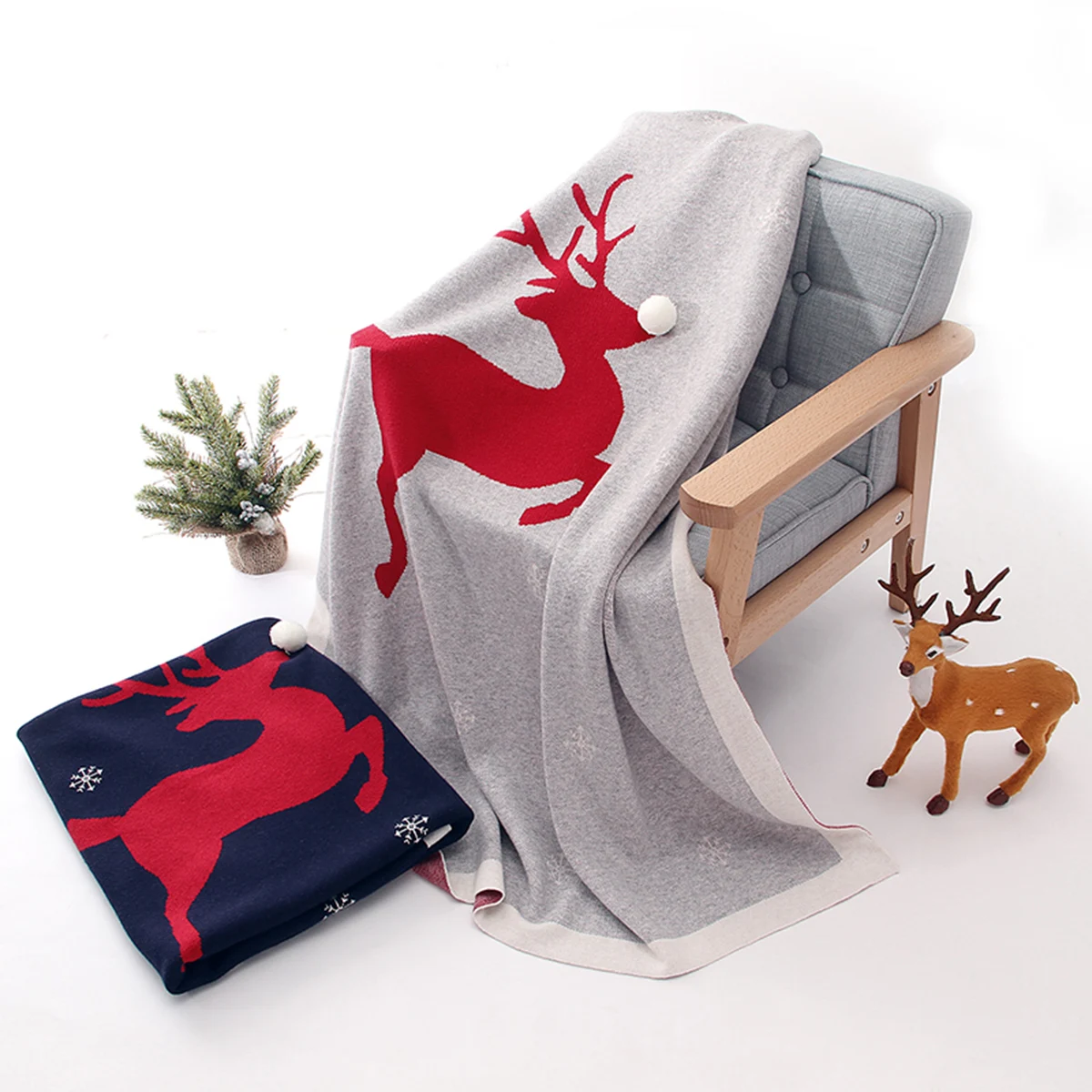 

New Baby Blanket Newborn Christmas Elk Snowflake Cotton Knit Blanket for Boys and Girls All Season Best Birthday Christmas Gift