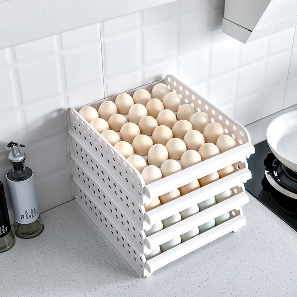 

Stackable Egg Storage Box 30 Grids Egg Container Egg Tray for Home Kitchen (White, Single-layer)