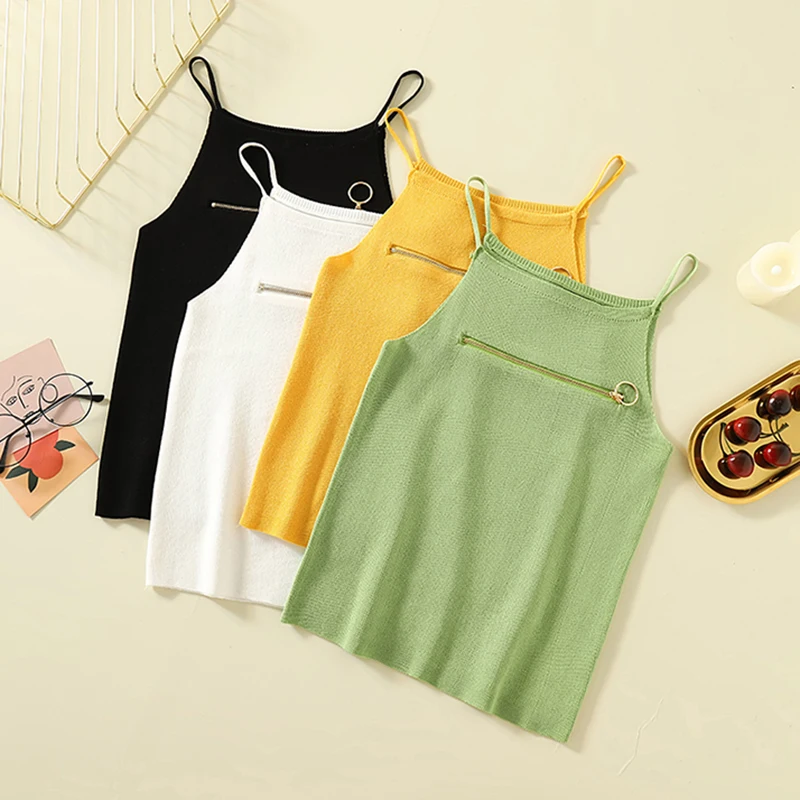2021 летние женские топы на бретельках повседневные трикотажные майки без рукавов