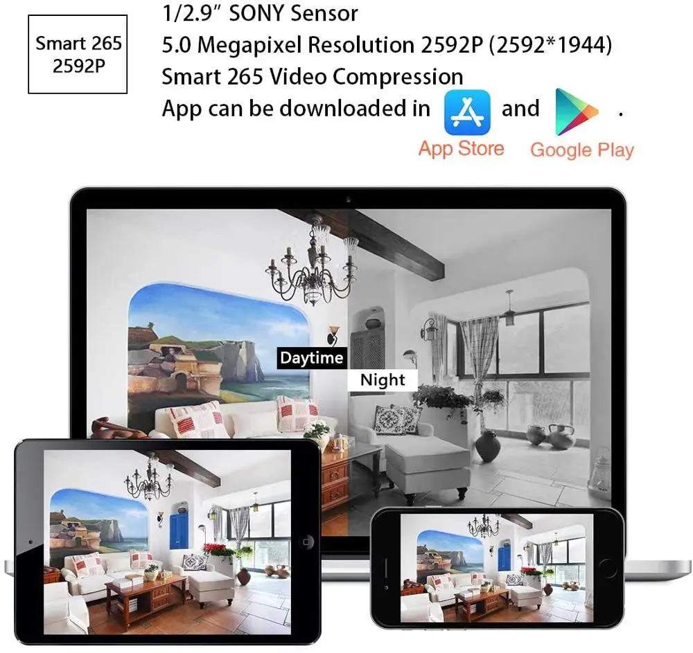 IP камера POE PTZ 5 Мп HD 2592x1944P IP66 водонепроницаемая антивандальная с 4 кратным