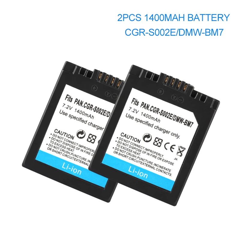CGAS002 Аккумулятор для Panasonic DMC FZ1 FZ10 FZ10EG K FZ3B DMW BM7 S002/CGA S002E 1400mah|battery 1400mah|140 mah batterybattery for