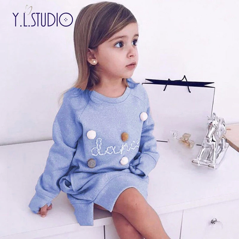 Платье детское прямое осенне-весеннее с надписью | Детская одежда и обувь