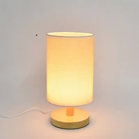 usb led light night lamp smart dimmable bedroom childrens kids room linen cloth shade wood base simple dimmer small for baby