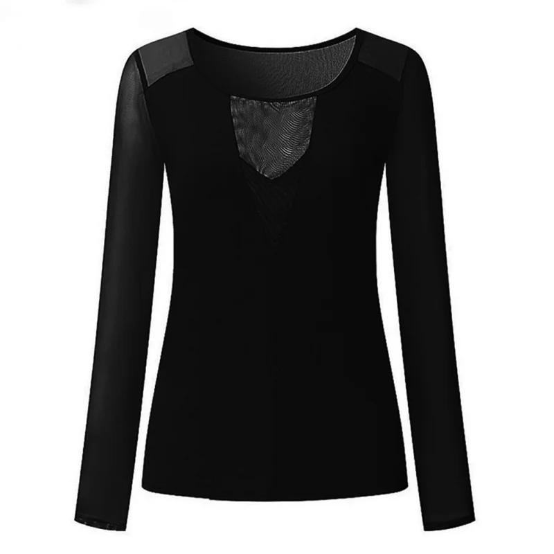 Женская прозрачная блузка с V образным вырезом|Футболки| |