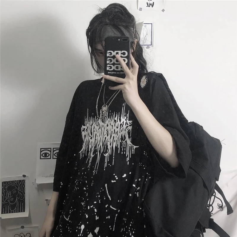 

o-neck hip hop plus size summer fashion loose Women's Clothing Tees harajuku T-Shirts pullover casual tops ladies white black BF
