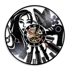 Часы для парикмахерской, тихие кварцевые настенные часы с виниловой пластиной, для украшения дома и салона красоты