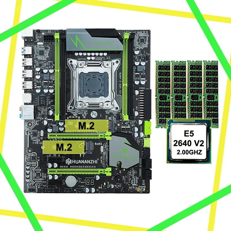 Online HUANANZHI X79 Super Motherboard Für Gaming Computer HALLO-SPEED Dual M.2 SSD Slot CPU Intel Xeon E5 2640 V2 RAM 32G(4*8G) REG ECC