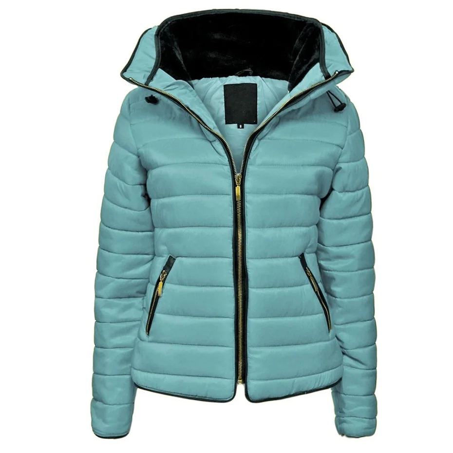 

Women Winter Jacket Brand New Hooded Coat Causal Slim Fit Solid Windbreaker Cotton Puffer Jackets Plus Size S-3XL Women's Parkas