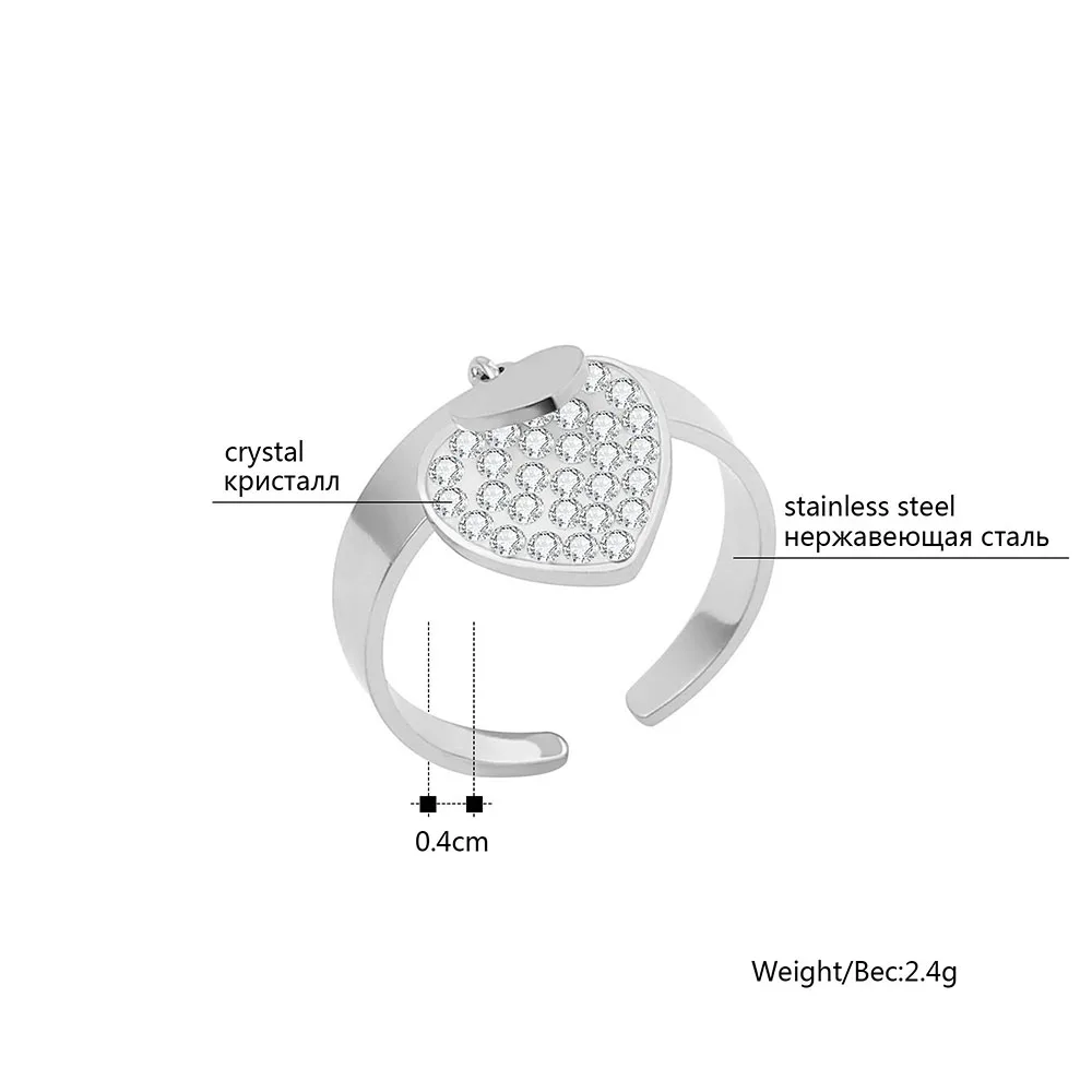 Женское кольцо из нержавеющей стали золотистое с подвеской в форме сердца 2021 |