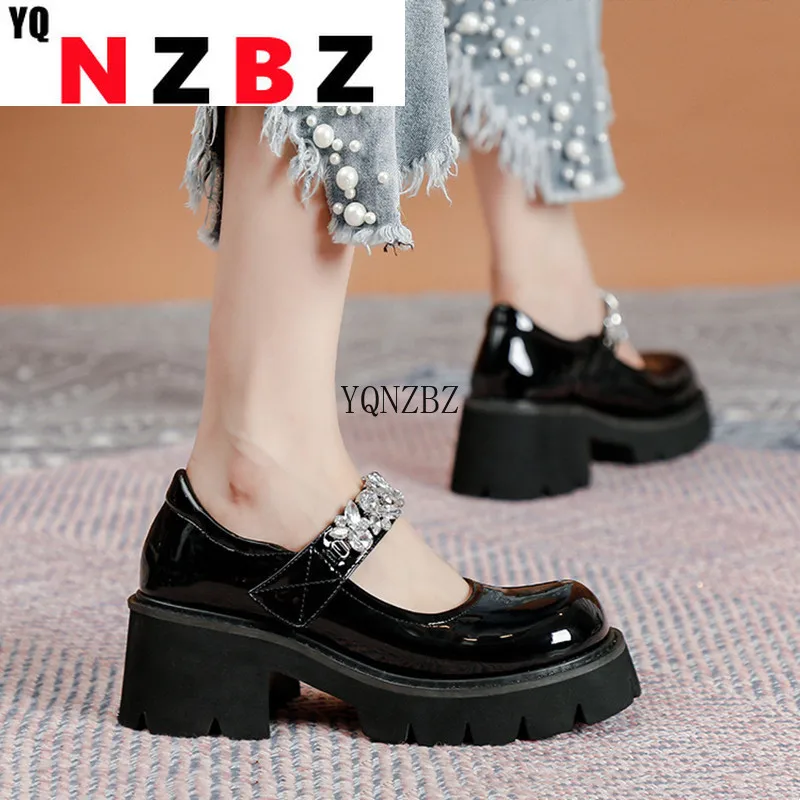 

Women Sandals Summer Fashion Solid Color Rhinestone Decoration Pu Casual Ladies Single Shoes Low-Top Thick-Soled Ladies Footwear
