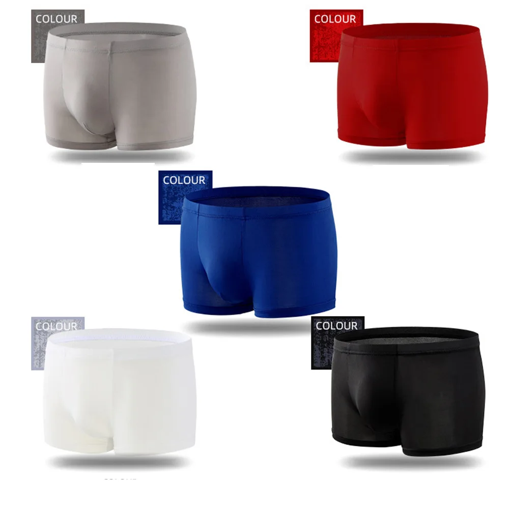 

Men's Underwear 2021 New Ice Silk Sexy Solid Color Shorts Men's Shorts