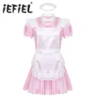 Костюм для косплея для мужчин и женщин, горничная Сисси, с пышными рукавами, на пуговицах спереди, с фартуком и повязкой на голову, для ролевых игр на Хэллоуин