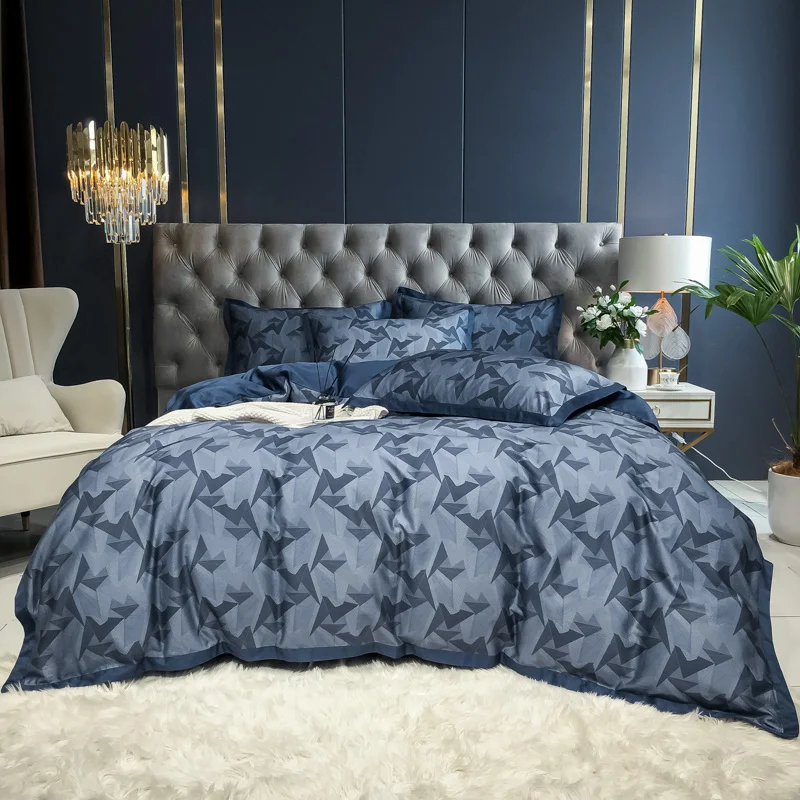 

Luxury egyptian cotton Bedding Set Bed cover queen king size rubber fitted sheet /bedsheet Duvet Cover 4pcs Bed set