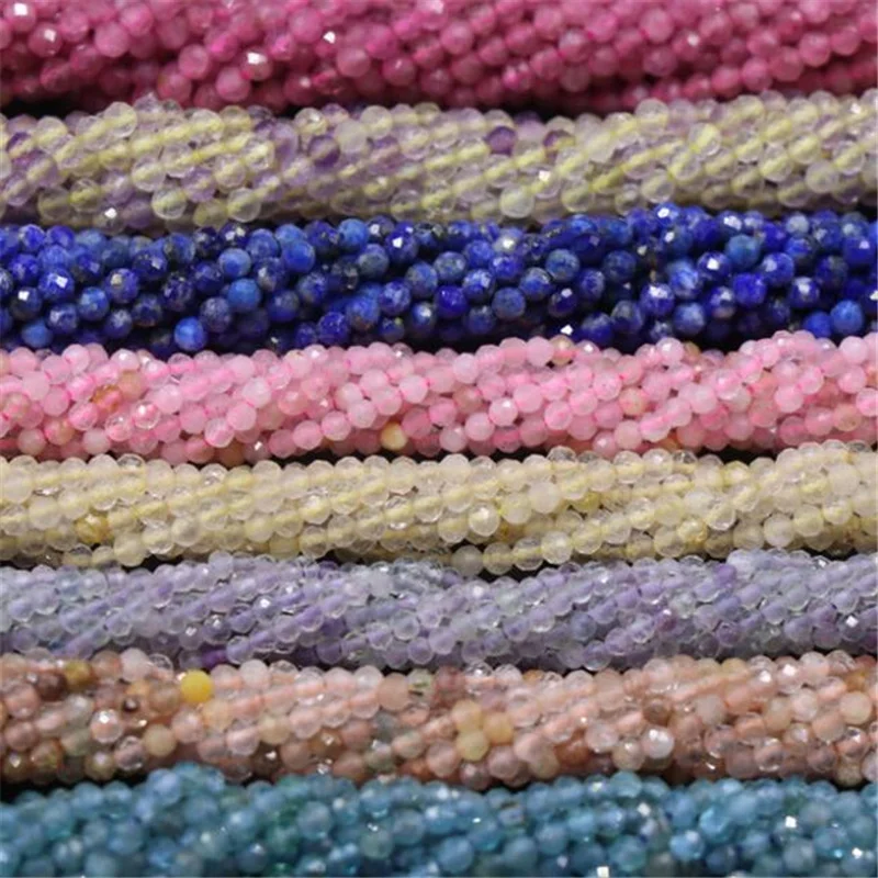 AA+ Small Natural Stone Beads Tourmaline 2/3/4mm Quartzs Amethysts Agates Crystal Faceted for Jewelry Making DIY Bracelet | Украшения и