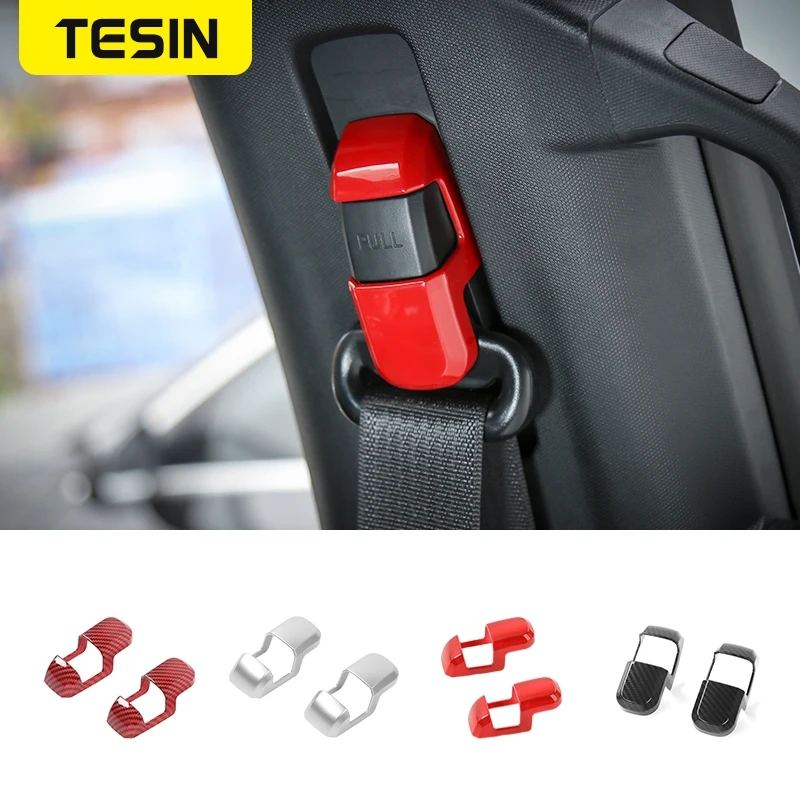

TESIN Car Styling Seat Safety Belt Button Cover Trim Safety Buckle Cover Strip Fit for Ford F150 2009+ 2015+ Car Accessories