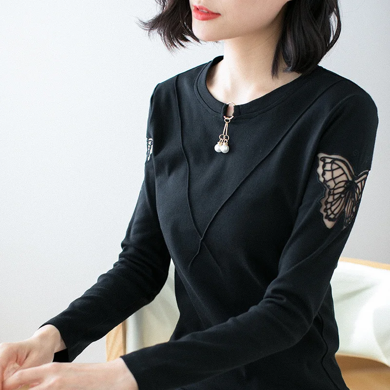 

Женская кружевная блузка с жемчугом, модель 2020 года, женская одежда, повседневная рубашка, женские топы, свободная блузка, женские блузки с в...