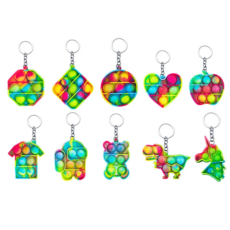 

Mini Fidget Toys Bear Keychain Push Bubble Silicone Sensory Toys Are Suitable For Relieving Stress Children Montessor