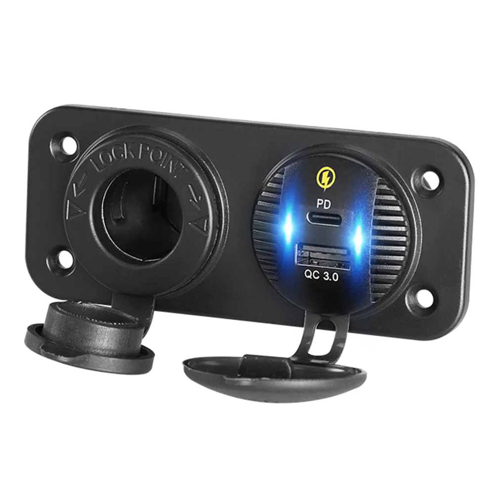 

Зарядное устройство для автомобильного прикуривателя 12-24 В QC3.0 + зарядное устройство USB PD, сетевой адаптер для автомобиля, лодки, морского мо...