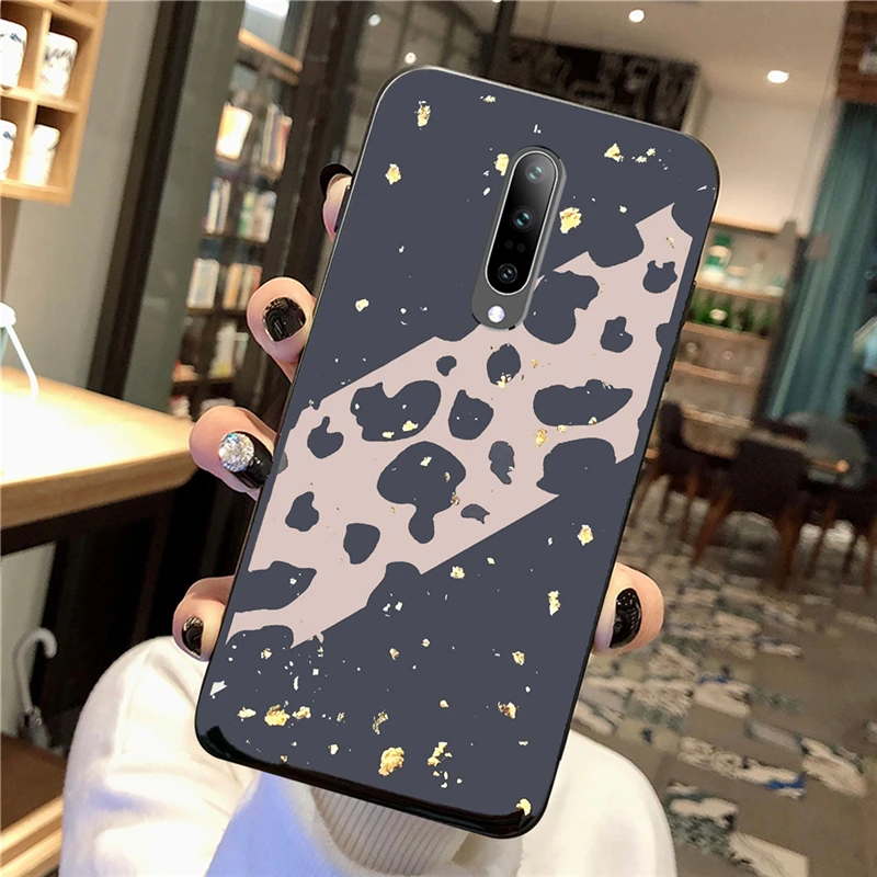 Чехол TRISEOLY для Oneplus 7 Pro Модный Блестящий Золотой защитный чехол с косым