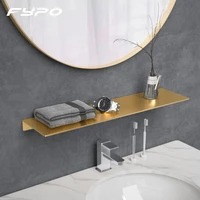 fypo 20 50cm bathroom shelves brushed gold bathroom shelf aluminum bathroom shampoo shelves kitchen toilet shower storage rack