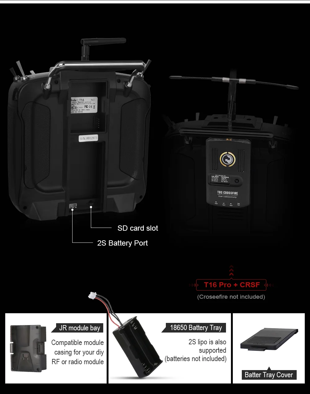 Jumper T16 Pro/T16 Plus Hall Gimbal с открытым исходным кодом многосетольный радиопередатчик JP4-in-1 радиочастотным модулем 2,4G 16CH 4," lcd