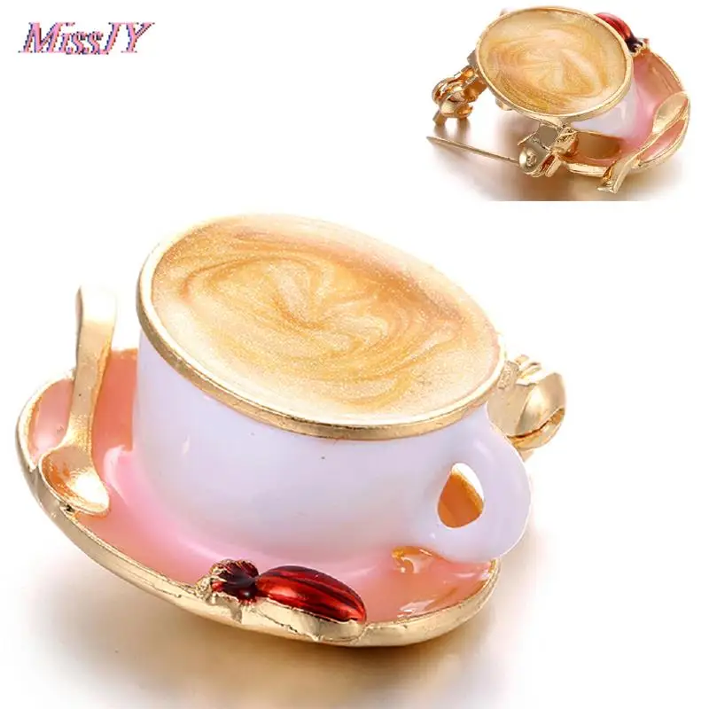 Эмалированная брошь в форме кофе 1 шт. значок для официанта кафе маленькая женщин