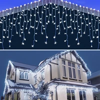 christmas lights outdoor street garland winter on the house icicle curtain light 3 5 20m eu plug waterproof for yard decoration