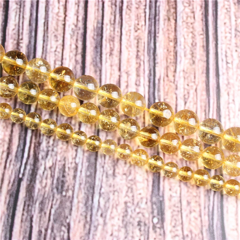 

Citrine Natural stone beads round beads for jewelry making Diy necklace bracelet 4/6/8/10/12 MM