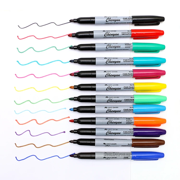 Yue Cai – stylos marqueurs à huile de couleur permanente  ensemble de 12 pièces  stylos marqueurs