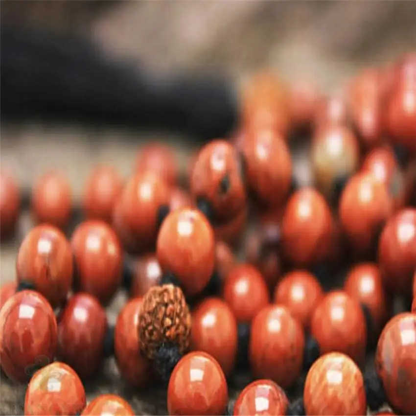 

6MM Red Jasper Gemstone Mala necklace 108 Beads band Tassel natural Buddhism Chakas cuff Fancy Tassel spirituality chain Veins