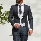 Костюмы мужские классические винтажные скандинавские джентльмены свадебный смокинг для жениха мужские деловые блейзеры (пиджак + жилет + брюки)