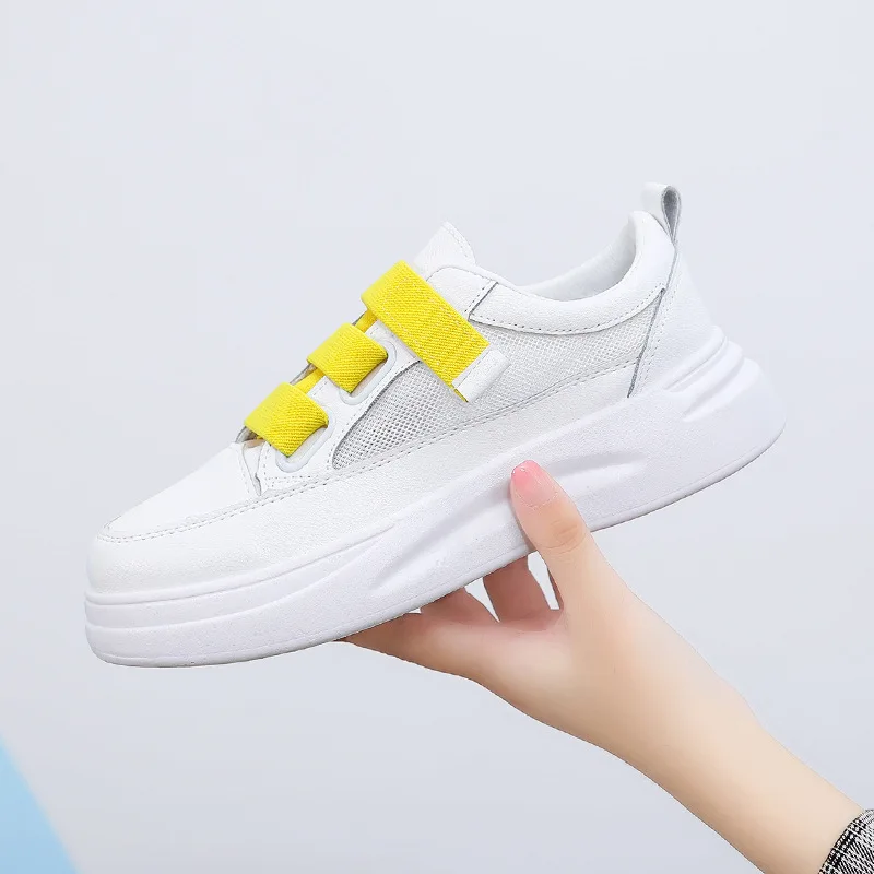 Woman Leather Shoes 2019 Autumn New Fashion Women Casual High Platform PU White Sneakers | Обувь
