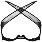 Для женщин сексуальные открытые чашки бюстгальтера видеть через Прозрачное нижнее белье в сетку Регулируемый наборные плечевые ремни крест-накрест спереди бюстгальтер на косточках Топ