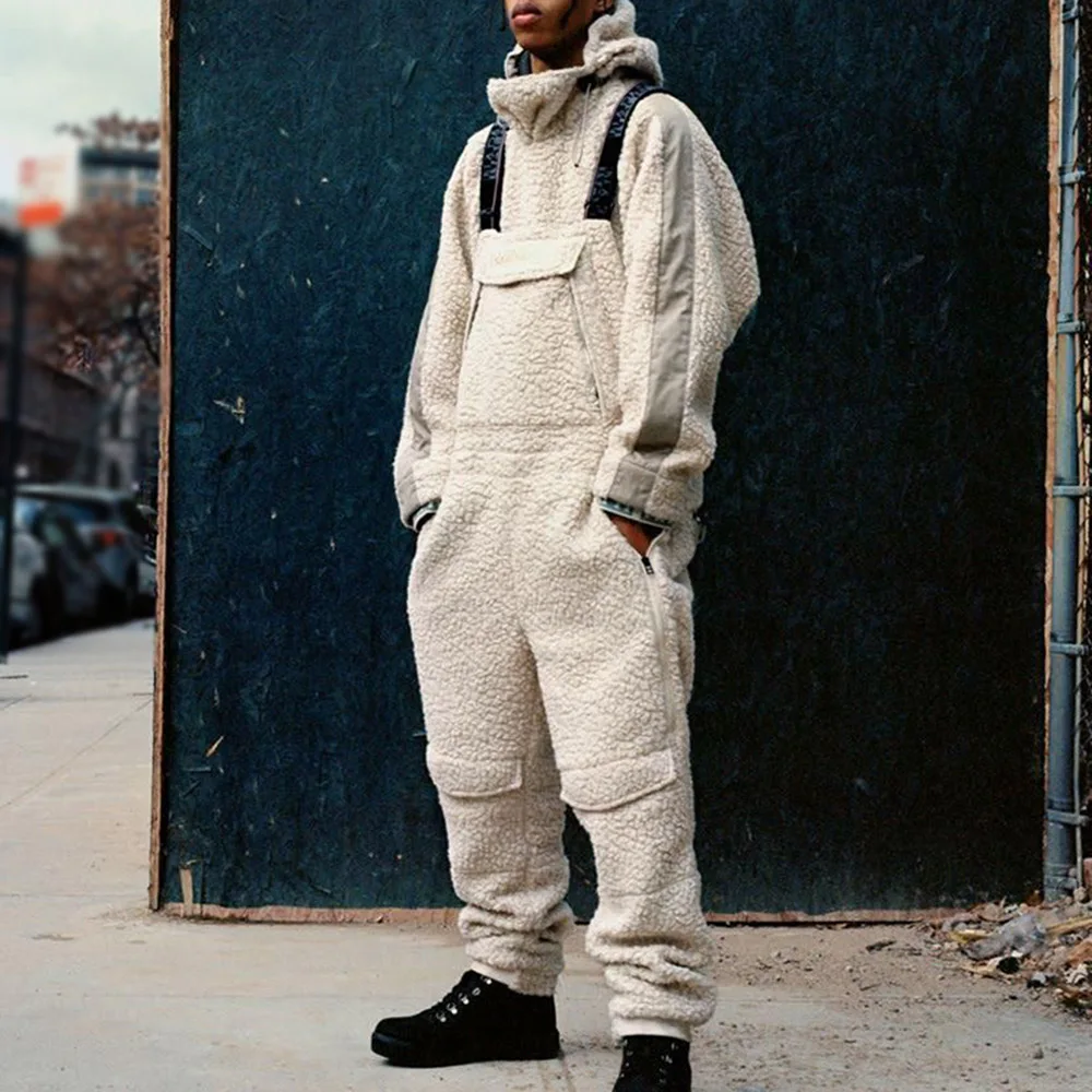 

Pocket Color Block Full Length Casual Men's Jumpsuits/Overalls Jumpsuits Men Homewear Winter Men Trousers Winter Pants Fashion