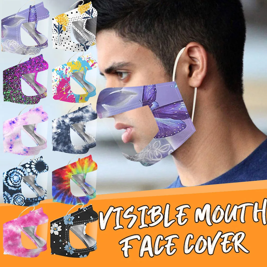 10 шт. улыбающееся лицо маска с прозрачной виниловой видимое выражение губ чтения