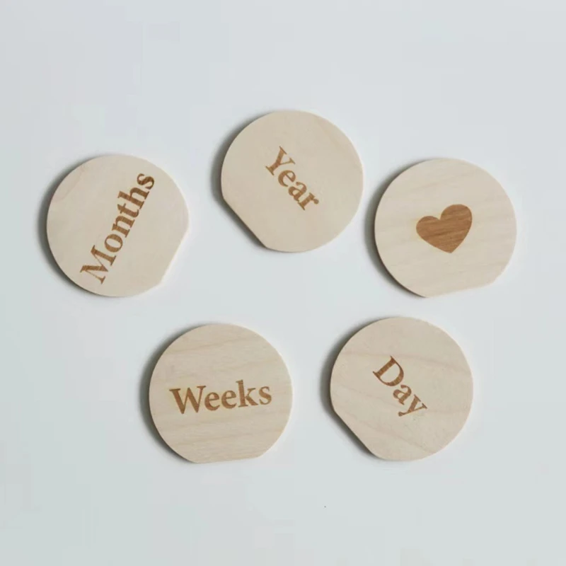 

Wooden Monthly Milestone Photo Cards Record Discs Early Learning Multiplication Wood Chips Baby Kids Photography Props Toy H3CD