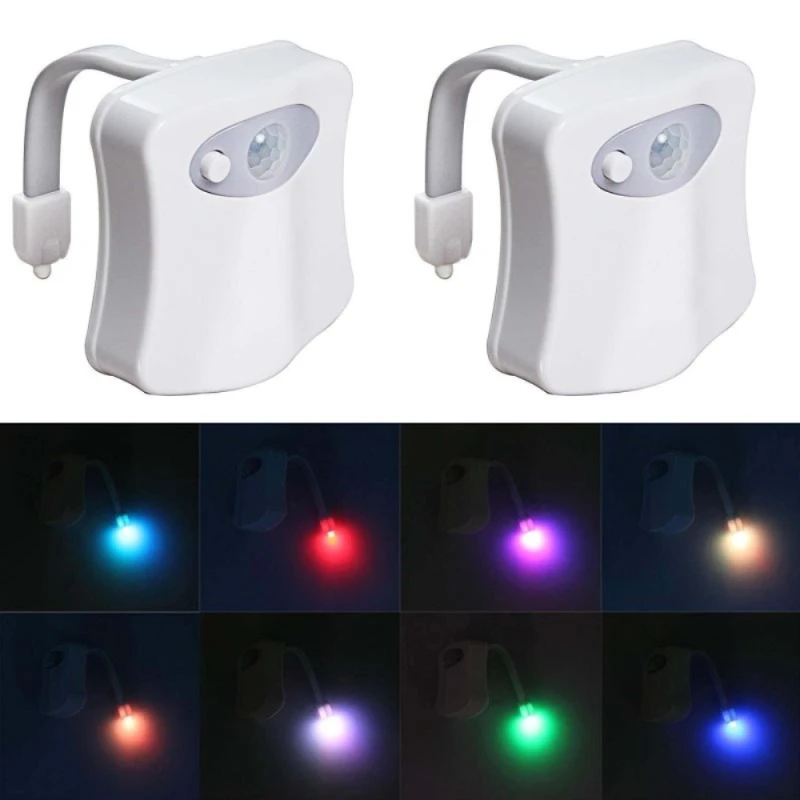 Светодиодный ночник с датчиком, СВЕТОДИОДНЫЙ цветной свет для сиденья унитаза, ванная комната с 8 цветами, подсветка для сиденья унитаза, автоматический датчик освещения сиденья