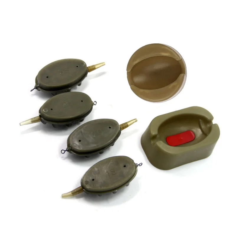 

Carp Fishing Inline Flat Method Feeder 4 Feeders 15/20/25/35g 30/35/50/60g Mould Set for Carp Fishing Bait HolderTool 2019