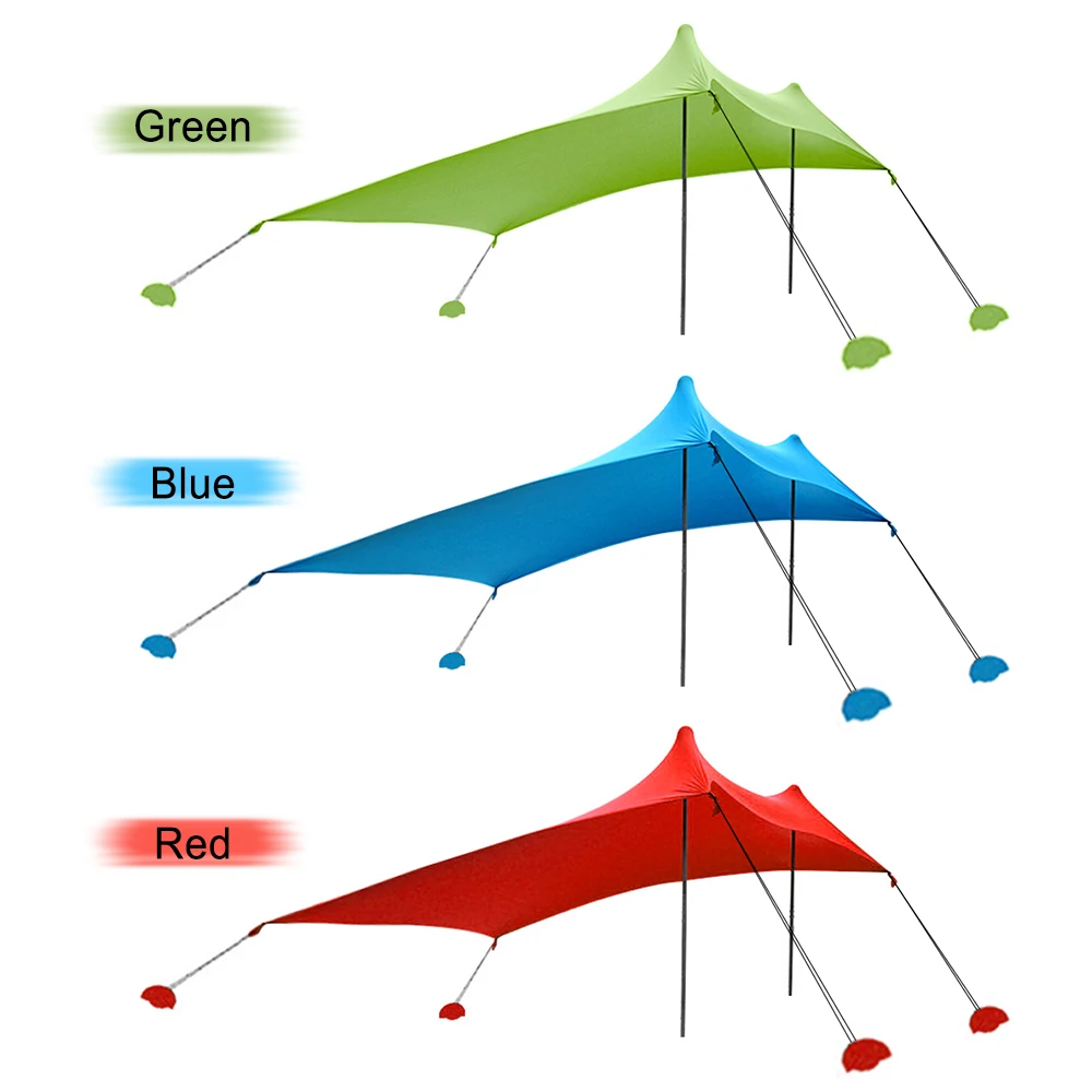 Семейный Пляжный Шатер от солнца легкий шатер с мешком песком якорями навес для