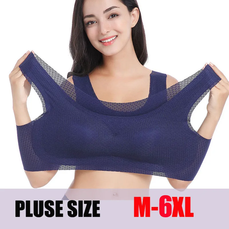 SEXYWG, M-6XL, женский бюстгальтер для йоги, спортивный топ, сетчатый, дышащий, пуш-ап, бюстгальтеры для бега, фитнеса, спортивный жилет, беспроводной, BH, бюстгальтер размера плюс