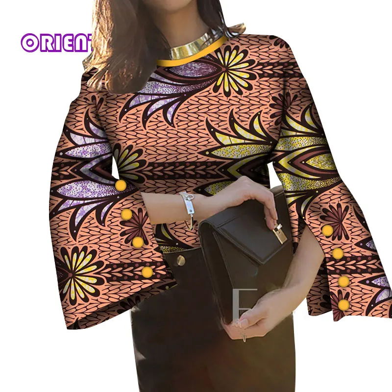Африканская блузка для женщин с длинным рукавом Дашики Топы рубашка женская